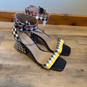 Donald Pliner Watson Gingham Print Block Heel Sandal - size 9